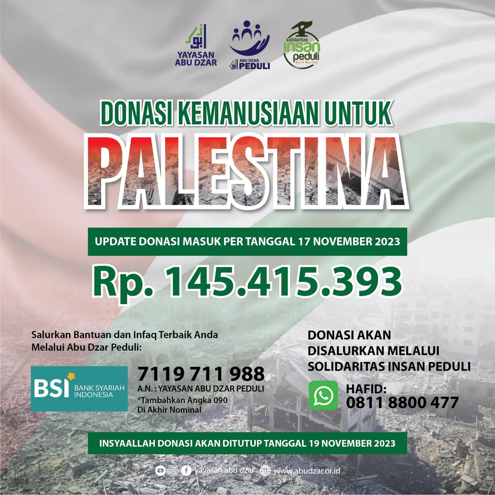 Update Donasi Kemanusiaan Untuk Palestina Abu Dzar Peduli